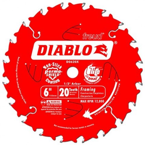 6 in. x 20 Tooth Diablo Saw Blade  ** CALL STORE FOR AVAILABILITY AND TO PLACE ORDER **